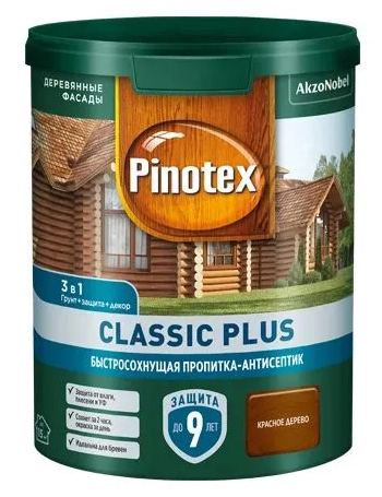 детальное изображение Антисептик-пропитка Pinotex Classic Plus (красное дерево), 0,9 л детальное изображение Антисептик-пропитка Pinotex Classic Plus (красное дерево), 0,9 л