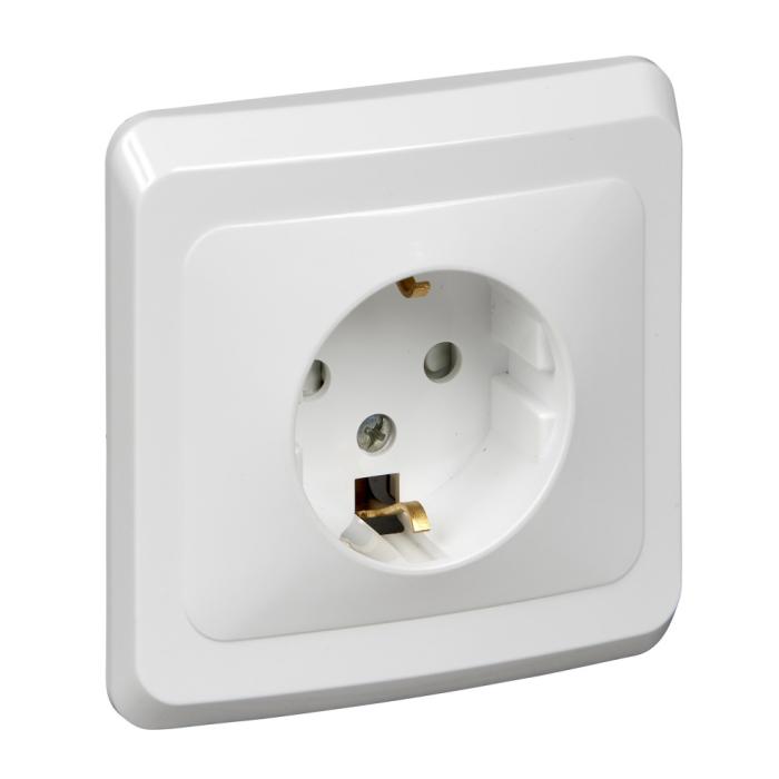 детальное изображение Розетка Systeme Electric Этюд СУ 1 мест. белая. заземл. штор. PC16-004B
