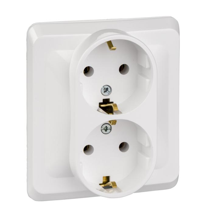 детальное изображение Розетка Systeme Electric Этюд СУ 2 мест. заземл. белая  PC16-007B